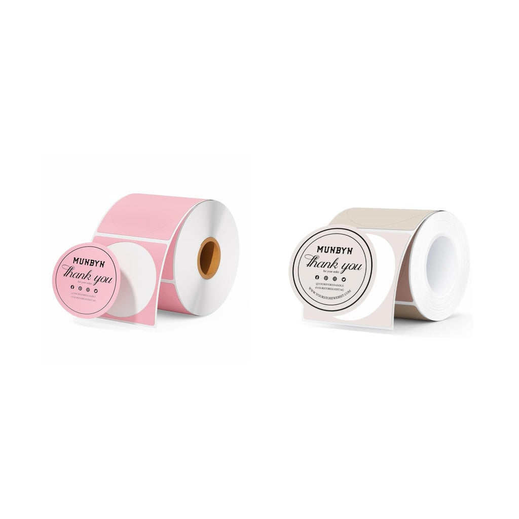 2" Pink Circle Thermal Labels 750 Labels/Roll+2" Round Thermal Labels 150 Labels/Roll