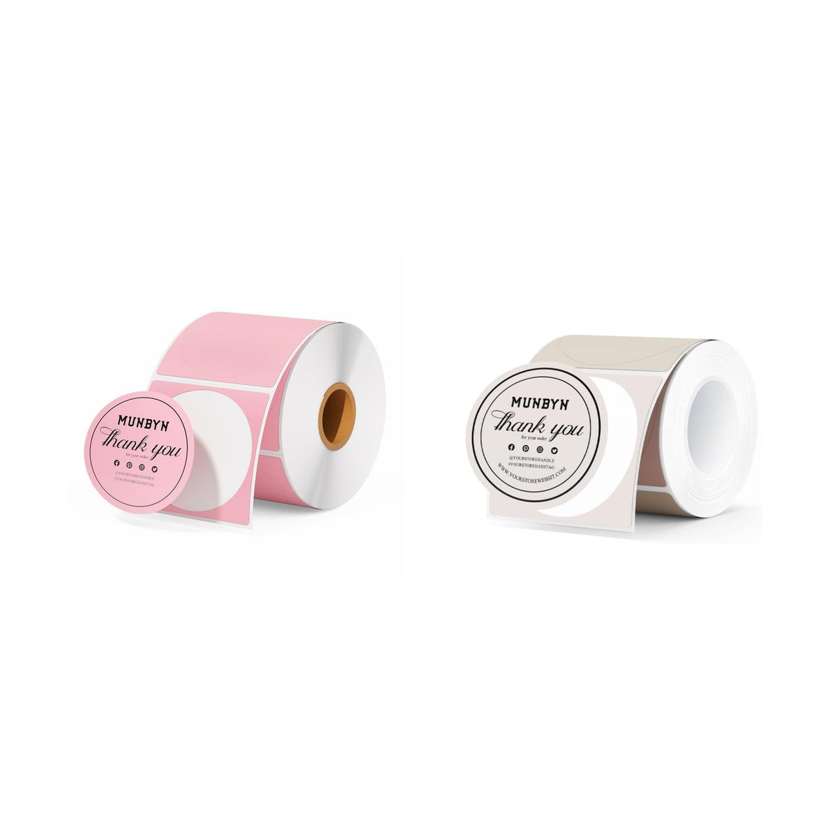 2" Pink Circle Thermal Labels 750 Labels/Roll+2" Round Thermal Labels 150 Labels/Roll