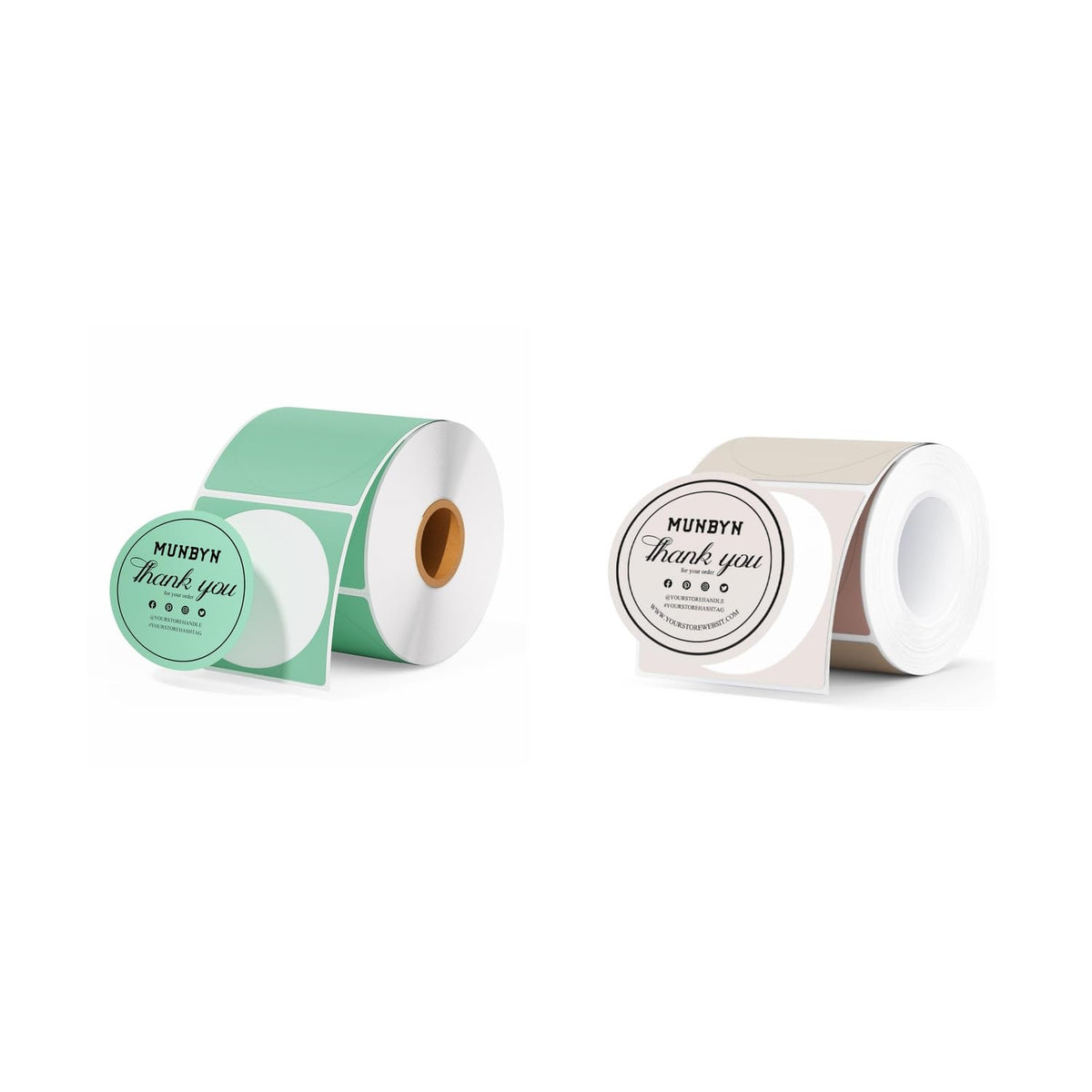 2" Green Circle Thermal Stickers 750 Labels/Roll+2" Round Thermal Labels 150 Labels/Roll
