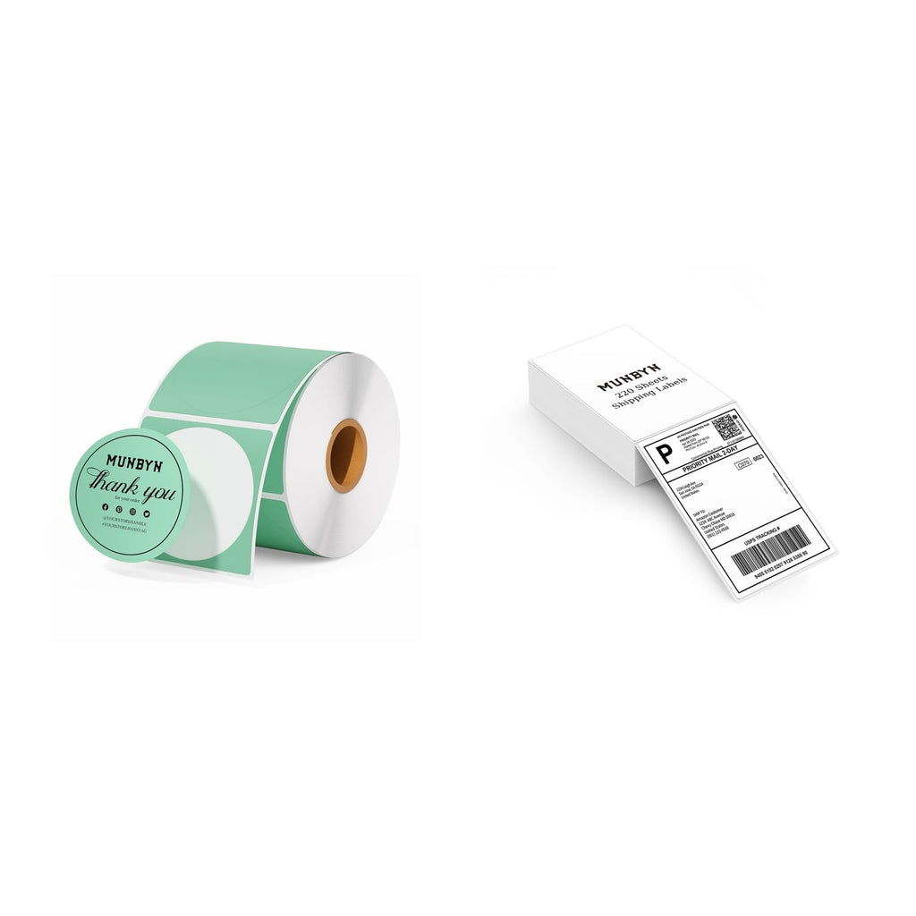 2" Green Circle Thermal Stickers 750 Labels/Roll+4x6 Thermal Printer Labels 220 Labels/Stack