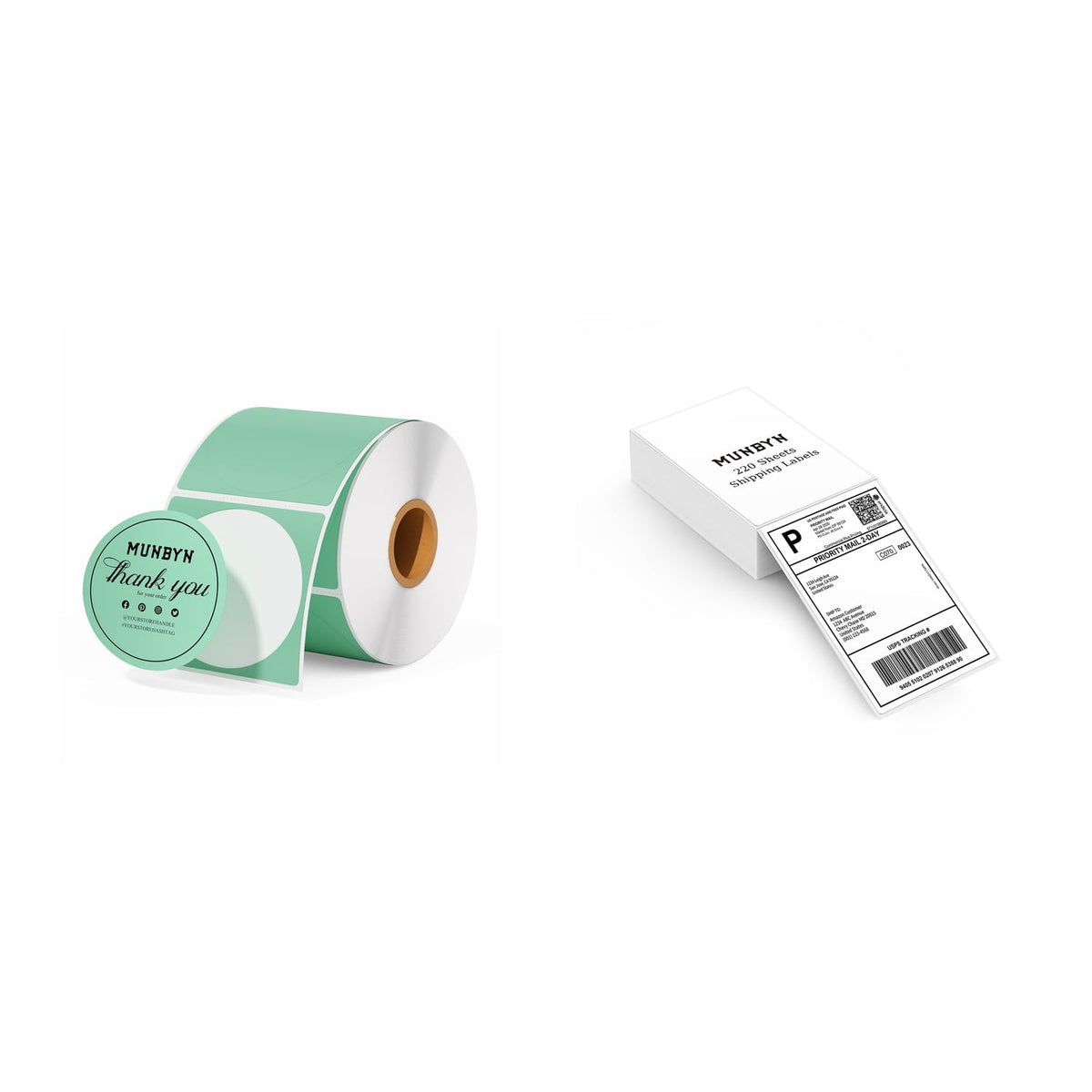 2" Green Circle Thermal Stickers 750 Labels/Roll+4x6 Thermal Printer Labels 220 Labels/Stack