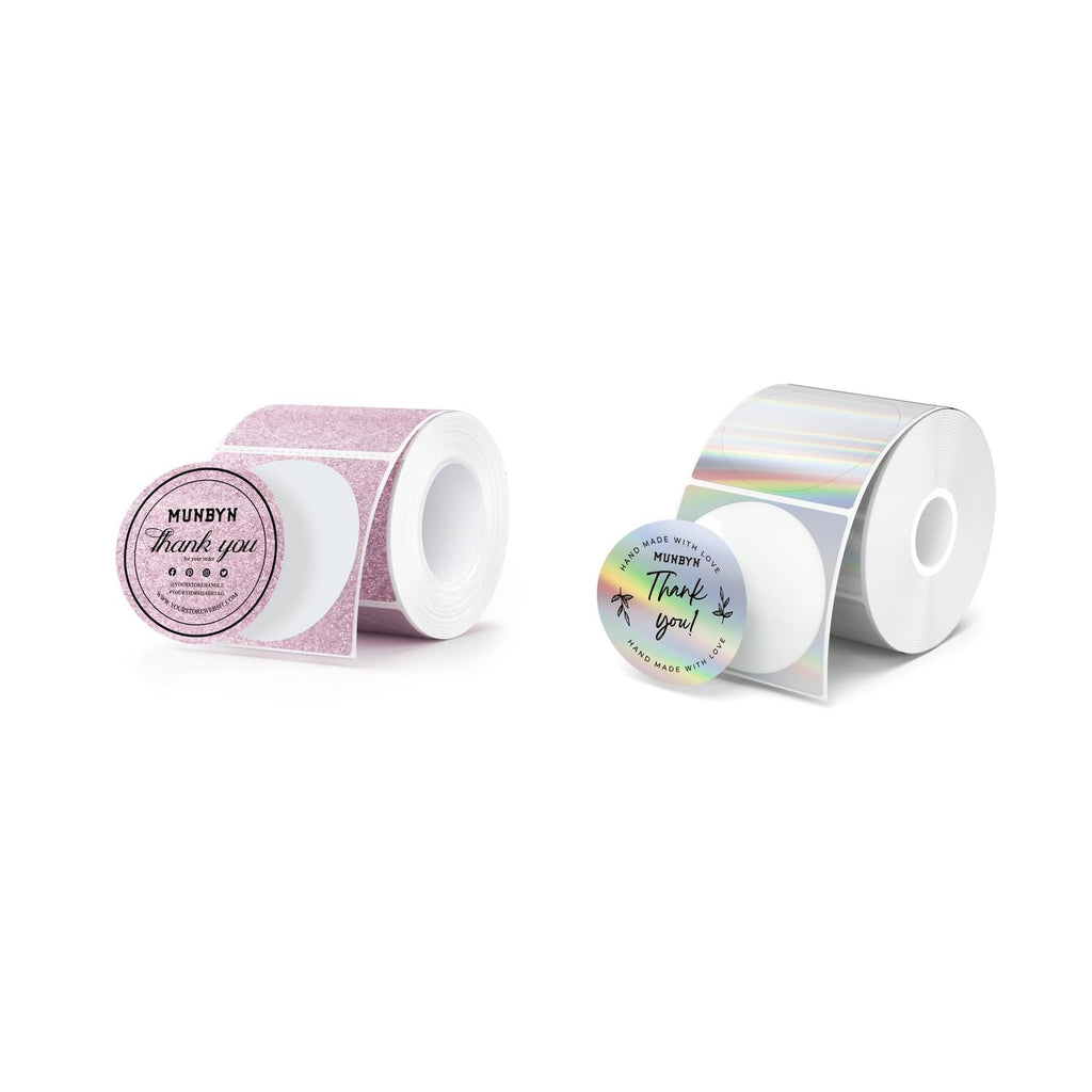 2" Glitter Thermal Labels 100 Labels/Roll+2" Holographic Round Thermal Labels 400 Labels/Roll