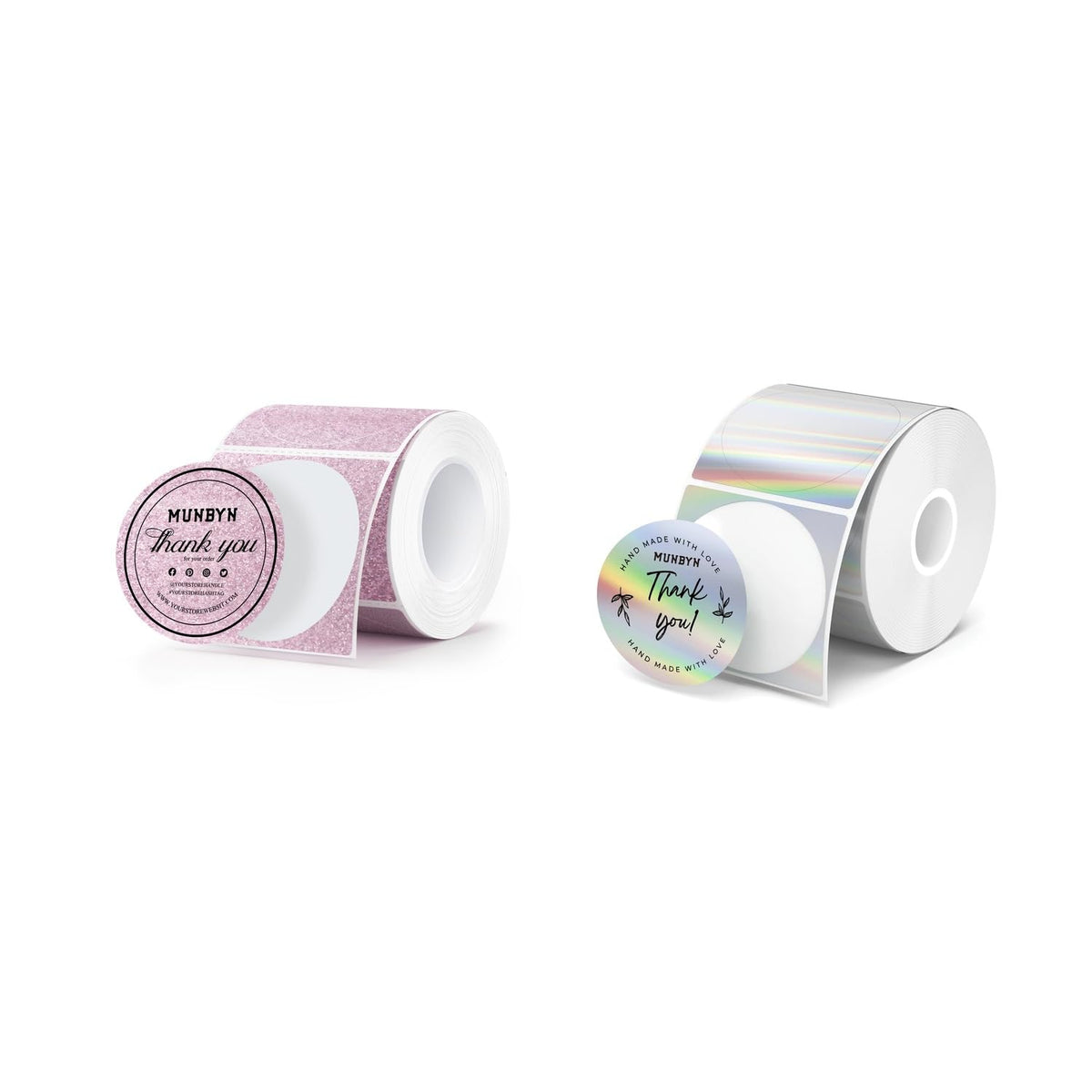 2" Glitter Thermal Labels 100 Labels/Roll+2" Holographic Round Thermal Labels 400 Labels/Roll