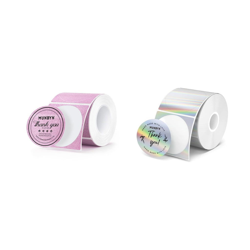2" Glitter Thermal Labels 100 Labels/Roll+2" Holographic Round Thermal Labels 400 Labels/Roll