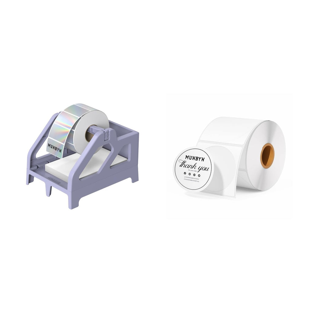 ILH01 Label Holder Purple+2" Circle Thermal Labels 750 Labels/Roll