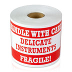 300 Delicate Instrument Stickers - 1 Pack - 3 x 5 inch, Handle with Care, Delicate Instruments Fragile Warning Labels for Shipping/Packing/Handling Labels, Red Delicate Instruments - Red/White