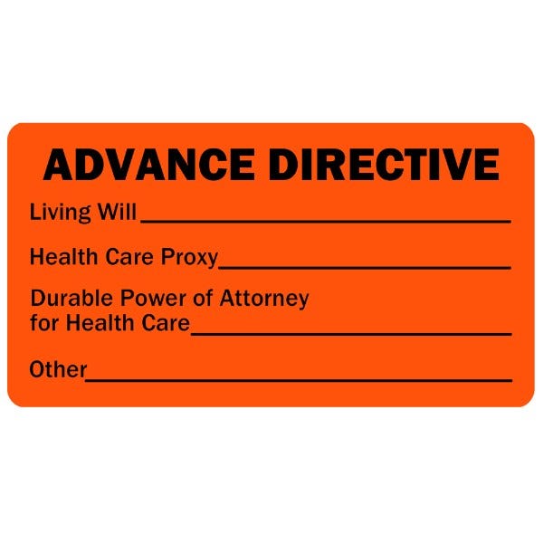 2" x 1" Orange Advance Directive Medical Healthcare Labels (500 labels)