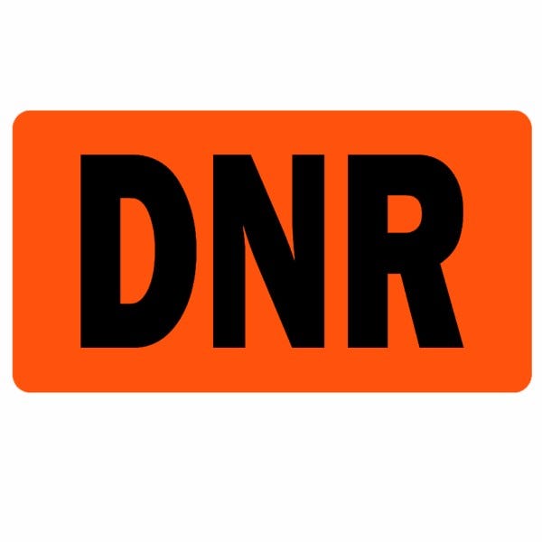 2" x 1" DNR Medical Healthcare Labels, Fluorescent Orange Pack of 500