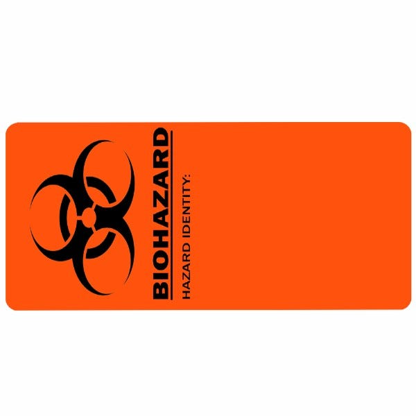 Biohazard Hazard Identity Medical Labels 2" x 1" Orange Labels (500 labels)
