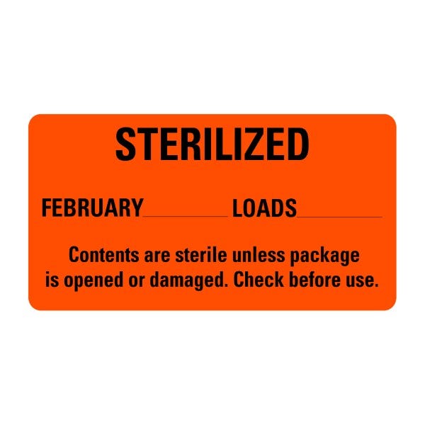 STERILIZED February Medical Labels 2" x 1" Labels (500 labels)