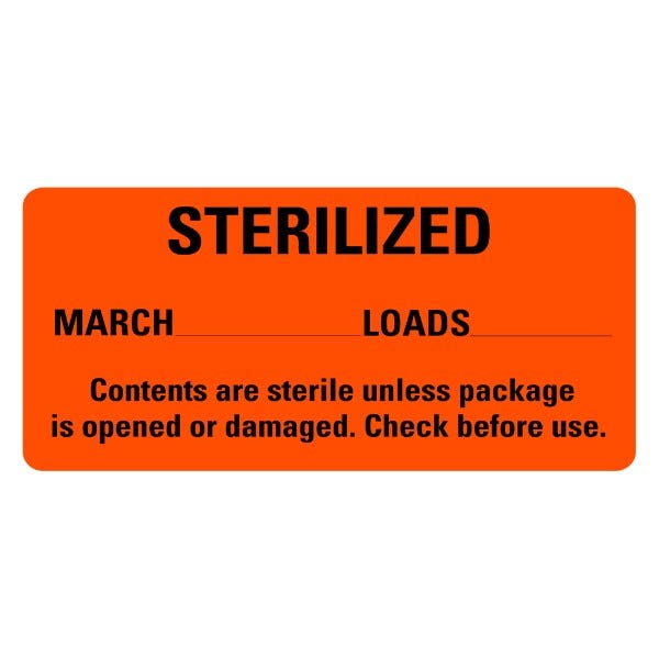 STERILIZED March Medical Labels 2" x 1" Labels (500 labels)