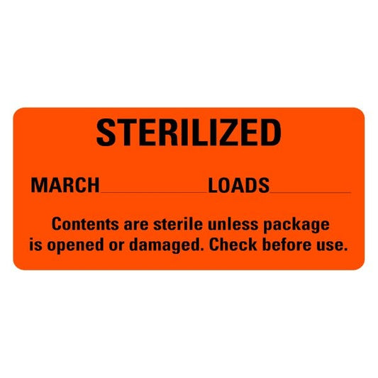 STERILIZED March Medical Labels 2" x 1" Labels (500 labels)