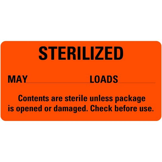 STERILIZED May Medical Labels 2 x 1 Inch Labels (500 labels)