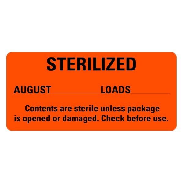 STERILIZED August Medical Labels 2" x 1" Labels (500 labels)