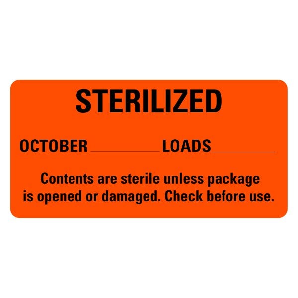 STERILIZED October Medical Labels 2" x 1" Labels (500 labels)