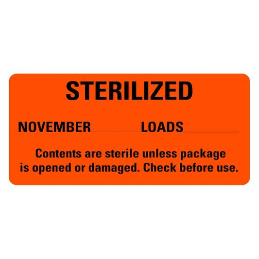 STERILIZED November Medical Labels 2" x 1" Labels (500 labels)