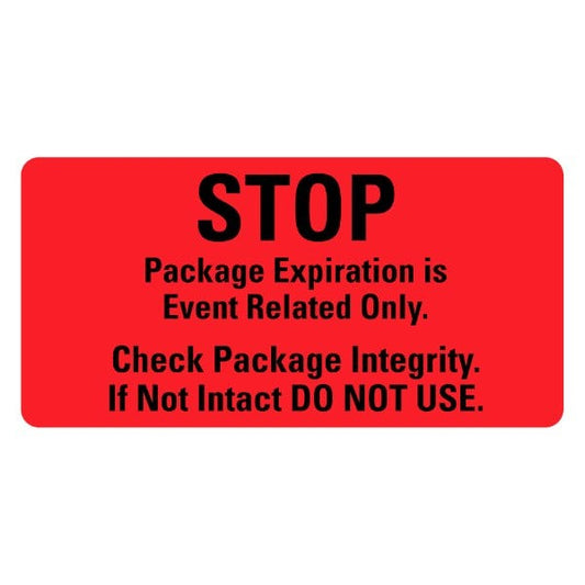 STOP Package Expiration Medical Labels 2" x 1" Labels (500 labels)