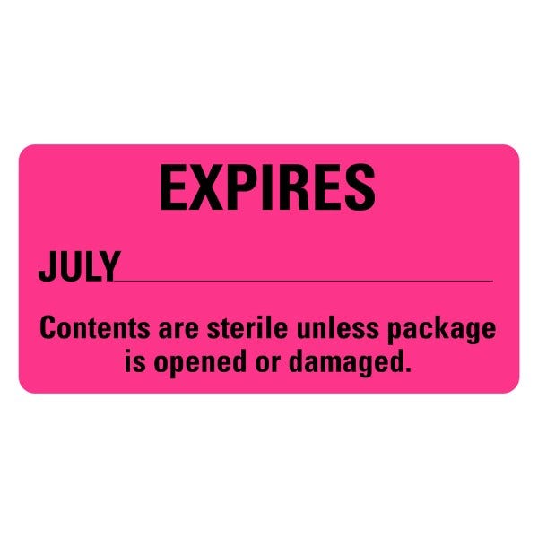Expires July Sterile Labels 2" x 1" Labels (500 labels)