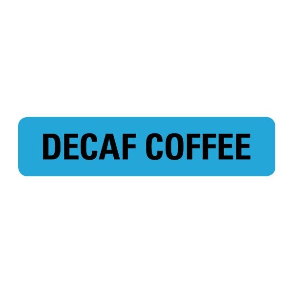 Decaf Coffee Food Service Medical Labels .375 x 1.625 inch (500 labels)