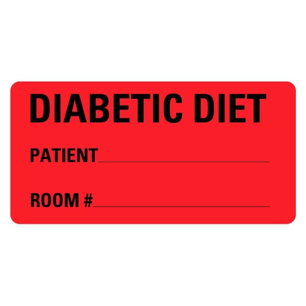Diabetic Diet Food Service Medical Labels 2" x 1" Labels (500 labels)