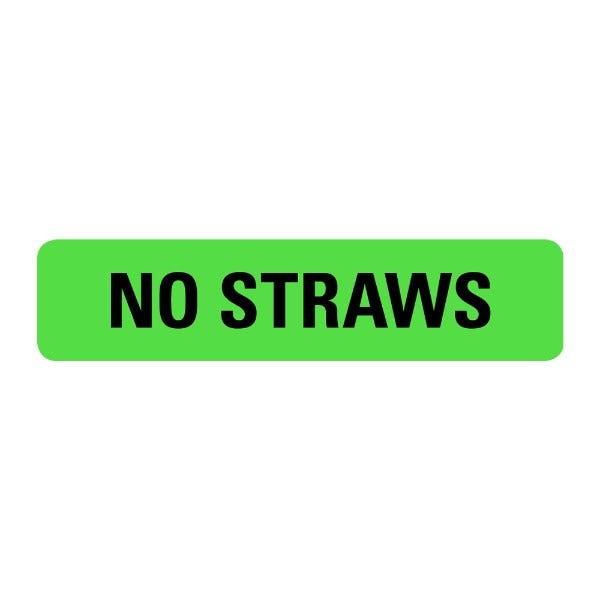 No Straws Medical Labels .375 x 1.625  (500 labels)