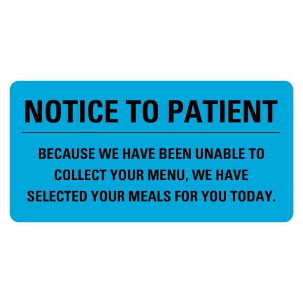 Notice To Patient Food Menu Labels 2" x 1" Labels (500 labels)