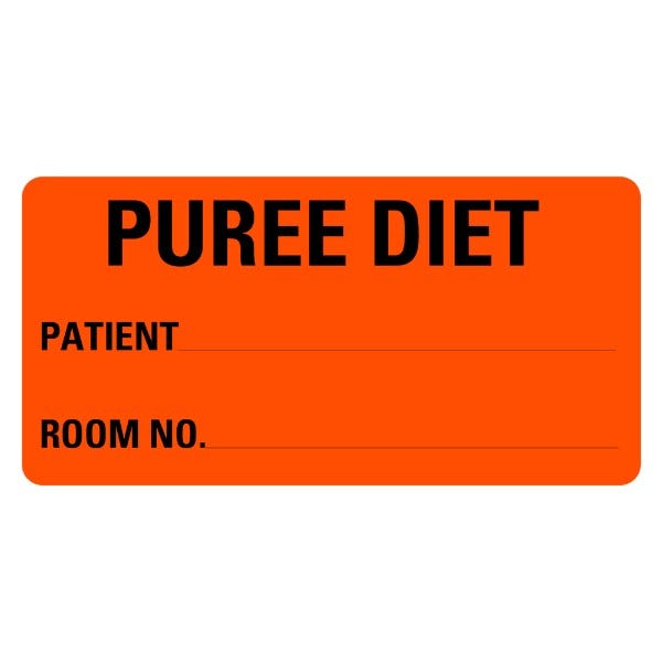 Puree Diet Food Service Medical Labels 2" x 1" 2" x 1" Labels (1000 labels)