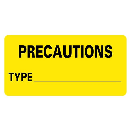 PRECAUTIONS TYPE Infection Control Medical Labels 2" x 1" Labels (500 labels)