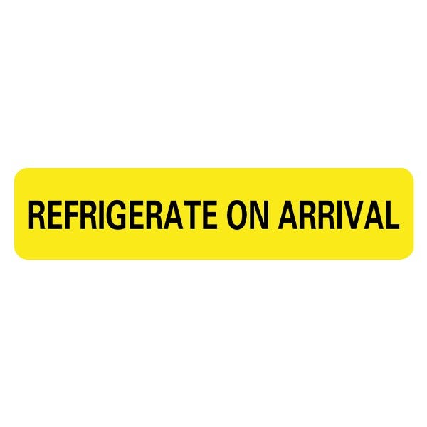 Small REFRIGERATE ON ARRIVAL Labels .375 x 1.625  (500 labels)