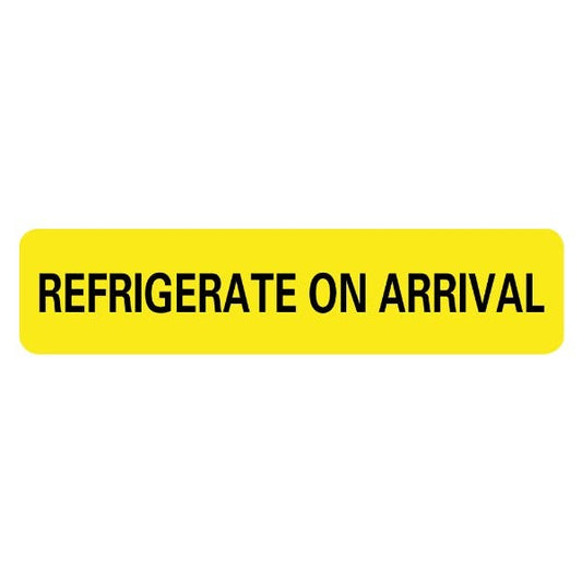 Small REFRIGERATE ON ARRIVAL Labels .375 x 1.625  (500 labels)