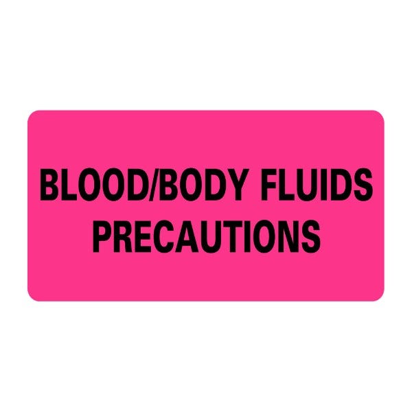 BLOOD BODY FLUIDS PRECAUTIONS Labels 2" x 1" Labels (500 labels)
