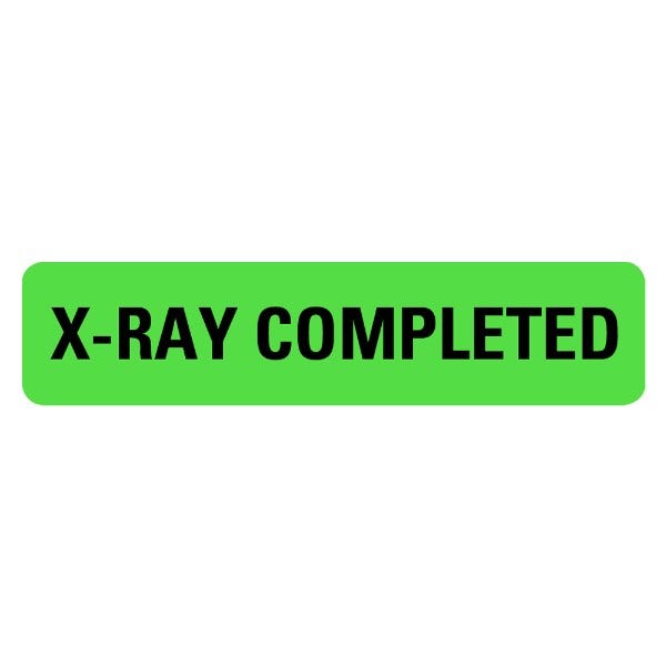 X-RAY COMPLETED Medical Labels .375" x 1.625" Green Labels (500 labels)