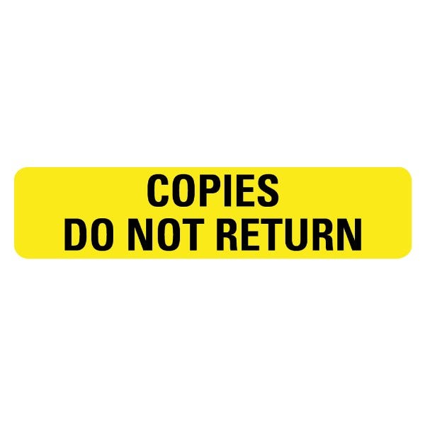 COPIES DO NOT RETURN Labels .375" x 1.625" Yellow Labels (500 labels)