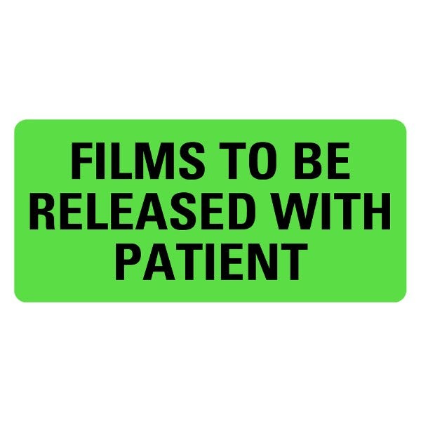 FILMS TO BE RELEASED WITH PATIENT Medical Labels 2" x 1" Pack of 500