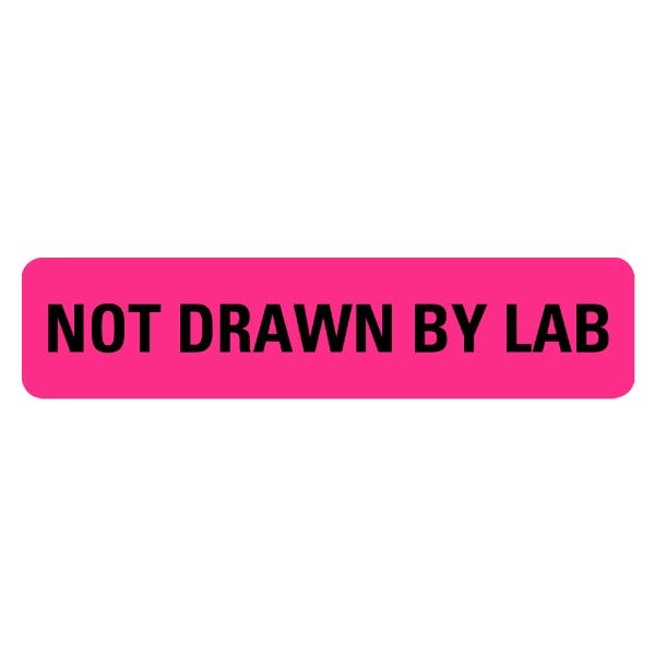 NOT DRAWN BY LAB Medical Labels .375" x 1.625" Pink Labels (500 labels)