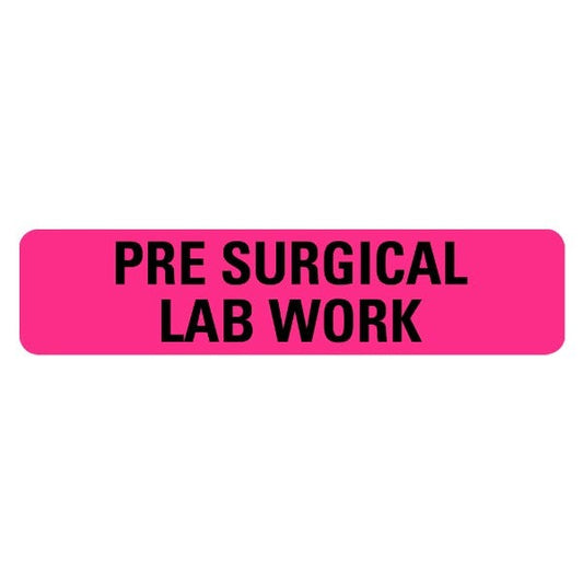 PRE SURGICAL LAB WORK Medical Labels .375" x 1.625" Pink Labels (500 labels)