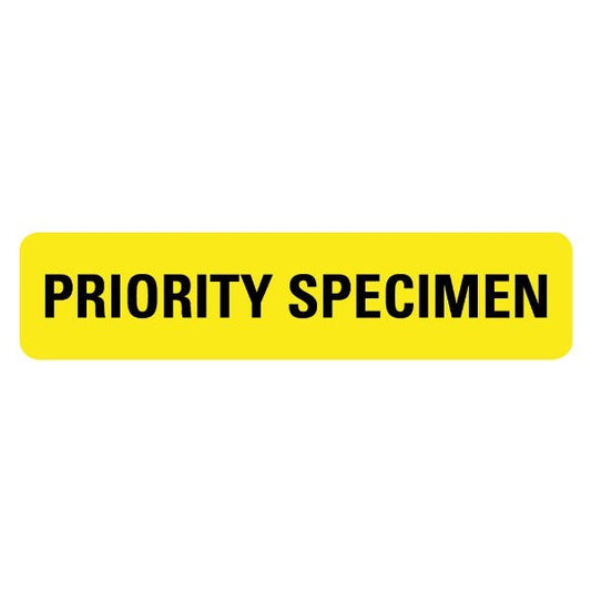 PRIORITY SPECIMEN Medical Labels .375" x 1.625" Yellow Labels (500 labels)