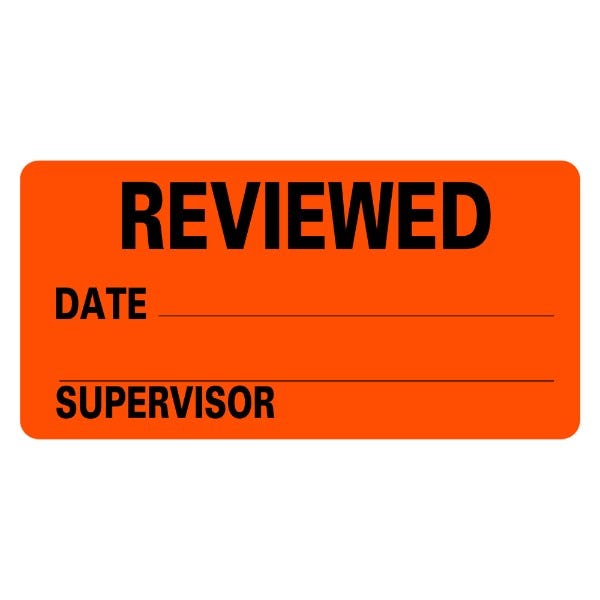 REVIEWED Labels With Date & Supervisor 2" x 1" Labels (500 labels)