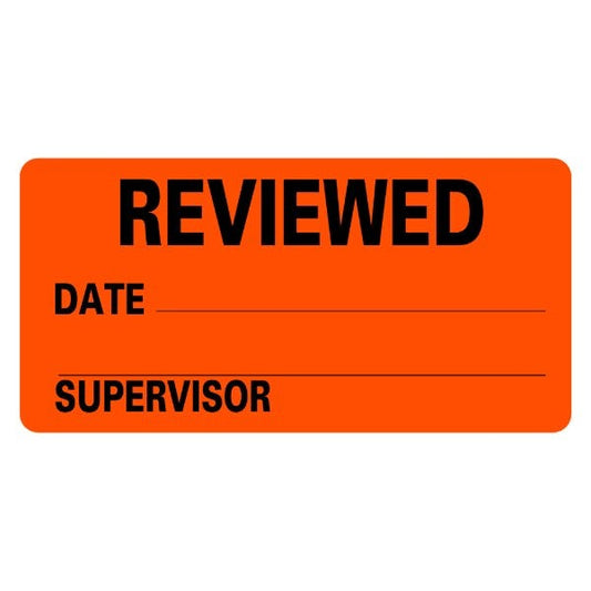REVIEWED Labels With Date & Supervisor 2" x 1" Labels (500 labels)