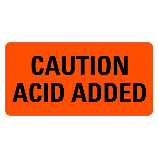 CAUTION ACID ADDED Medical Labels 2" x 1" Labels (500 labels)