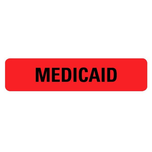 MEDICAID Labels .375" x 1.625" Red Labels (500 labels)