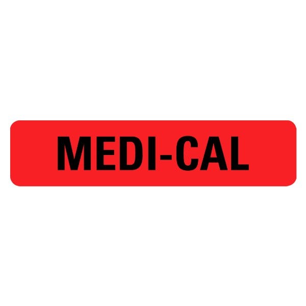 MEDI-CAL Medical Labels .375" x 1.625" Red Labels (500 labels)