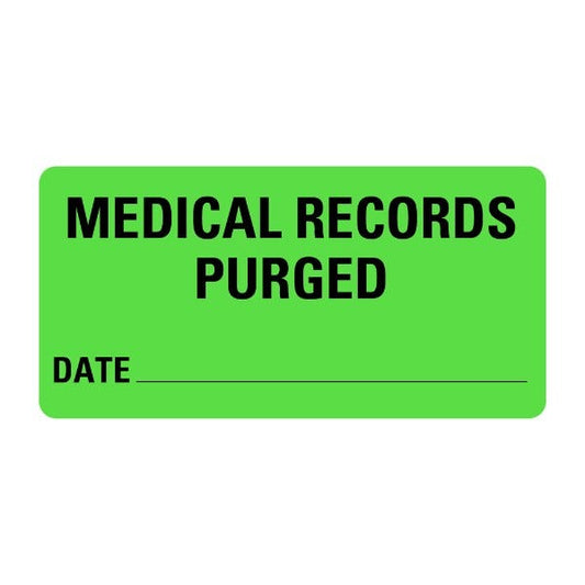 MEDICAL RECORDS PURGED Medical Records Labels 2" x 1" Green Labels (500 labels)