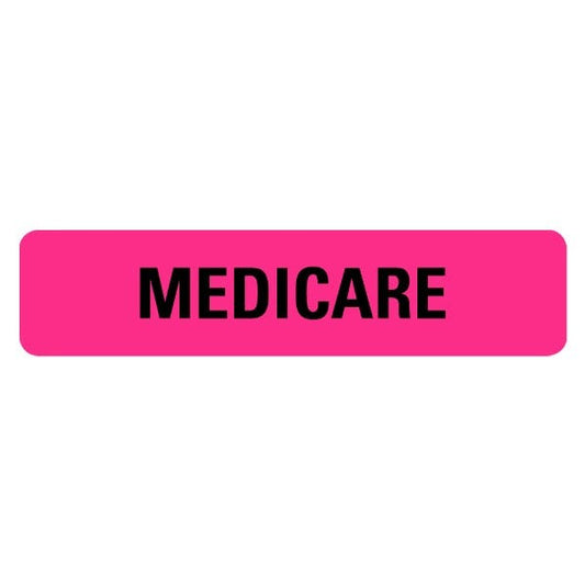 MEDICARE Labels .375" x 1.625" Pink Labels (500 labels)