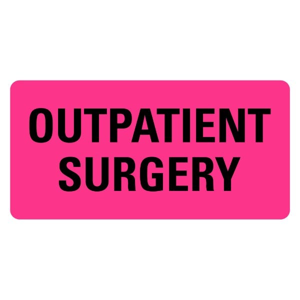 OUTPATIENT SURGERY Labels 2" x 1" Pink Labels (500 labels)