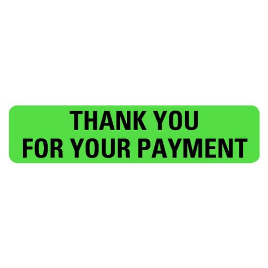 THANK YOU FOR YOUR PAYMENT Labels .375" x 1.625" Green Labels (500 labels)