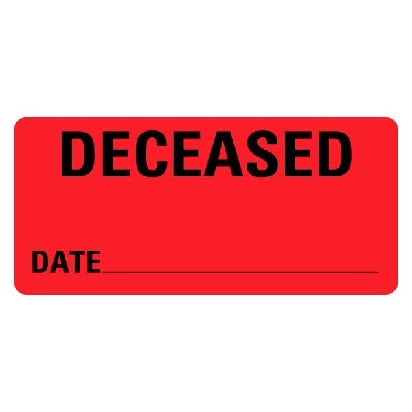 DECEASED DATE Labels 2" x 1" Red Labels (500 labels)
