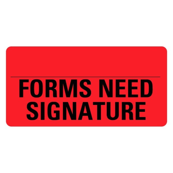 FORMS NEED SIGNATURE Labels 2" x 1" Red Labels (500 labels)