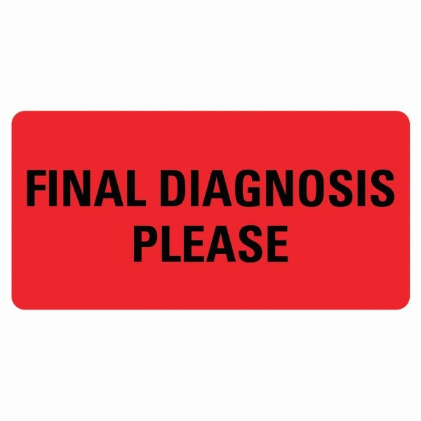 FINAL DIAGNOSIS PLEASE Labels 2" x 1" Red Labels (500 labels)
