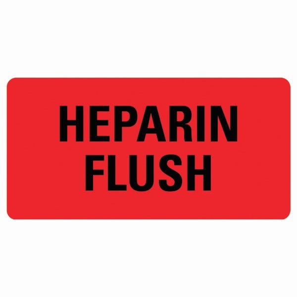 HEPARIN FLUSH Labels 2" x 1" Red Labels (500 labels)